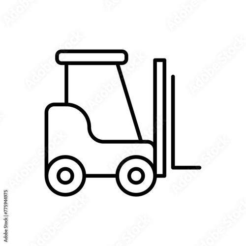 Forklift outline icons, minimalist vector illustration ,simple transparent graphic element .Isolated on white background