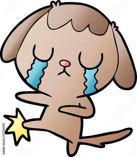 cute cartoon dog crying