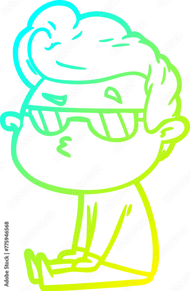 cold gradient line drawing of a cartoon cool guy cold gradient line drawing of a cartoon cool guy