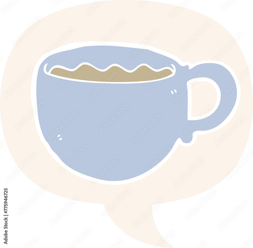 cartoon coffee cup with speech bubble in retro style cartoon coffee cup with speech bubble in retro style
