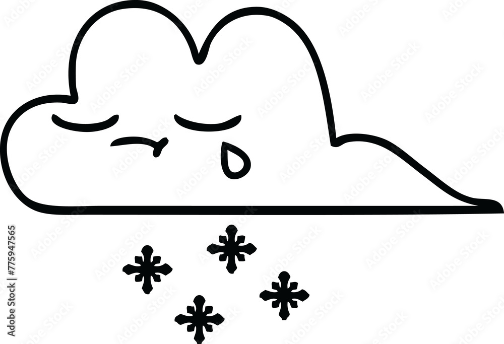 line drawing cartoon of a snow cloud line drawing cartoon of a snow cloud