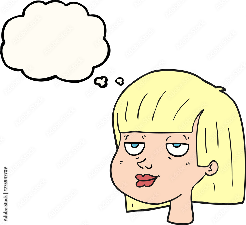 freehand drawn thought bubble cartoon female face freehand drawn thought bubble cartoon female face
