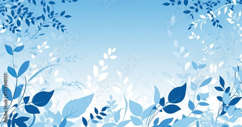 leafy website bottom border image for transitioning to the next section, graphic design company, vector graphic, new trends 2024, blue and white colour scheme