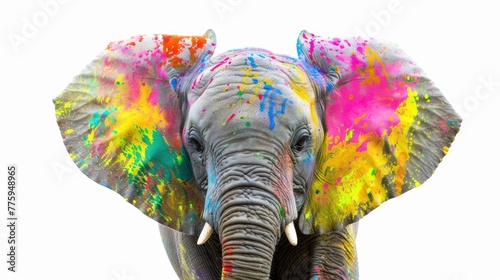 A majestic elephant with vibrant face paint, perfect for animal lovers and exotic themes