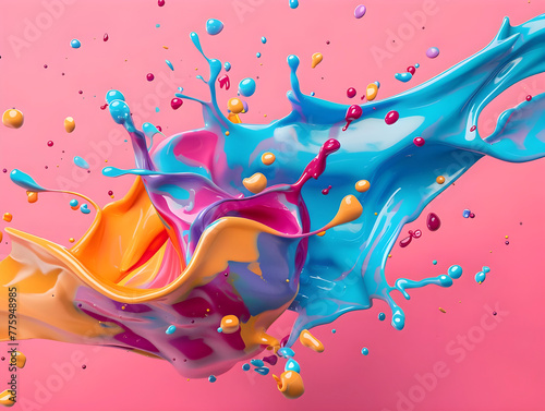 Abstract colorful splash 3d background - Ai Generated