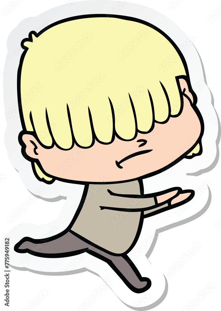 sticker of a cartoon boy with untidy hair sticker of a cartoon boy with untidy hair
