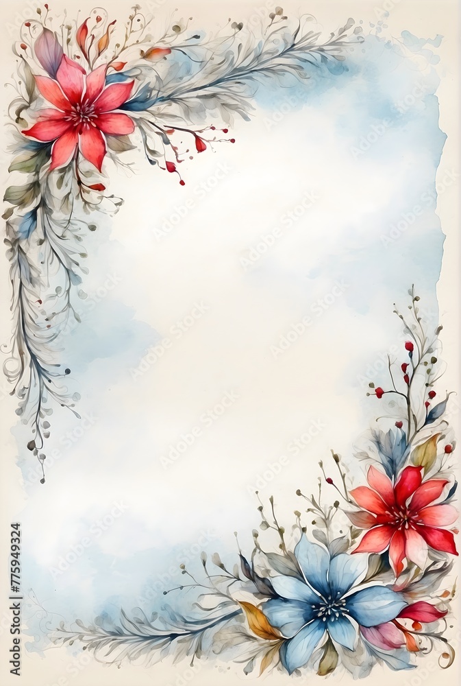 Obraz premium Briefpapier - Vorlage - Blütenrahmen