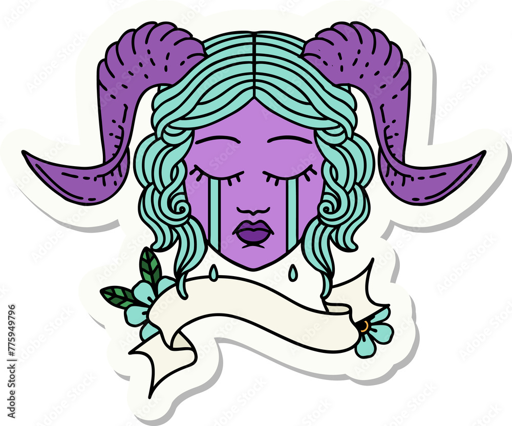 sticker of a tiefling character face sticker of a tiefling character face