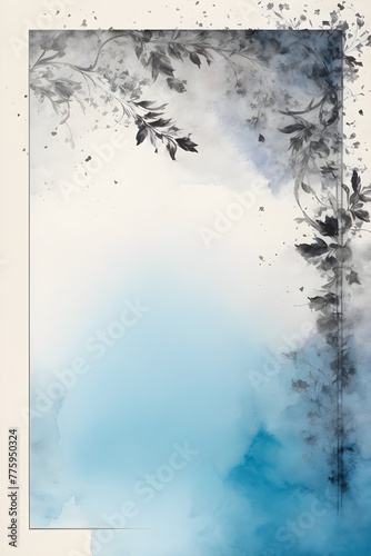 Design Briefvorlage - Aquarell-Stil - Blau Schwarz