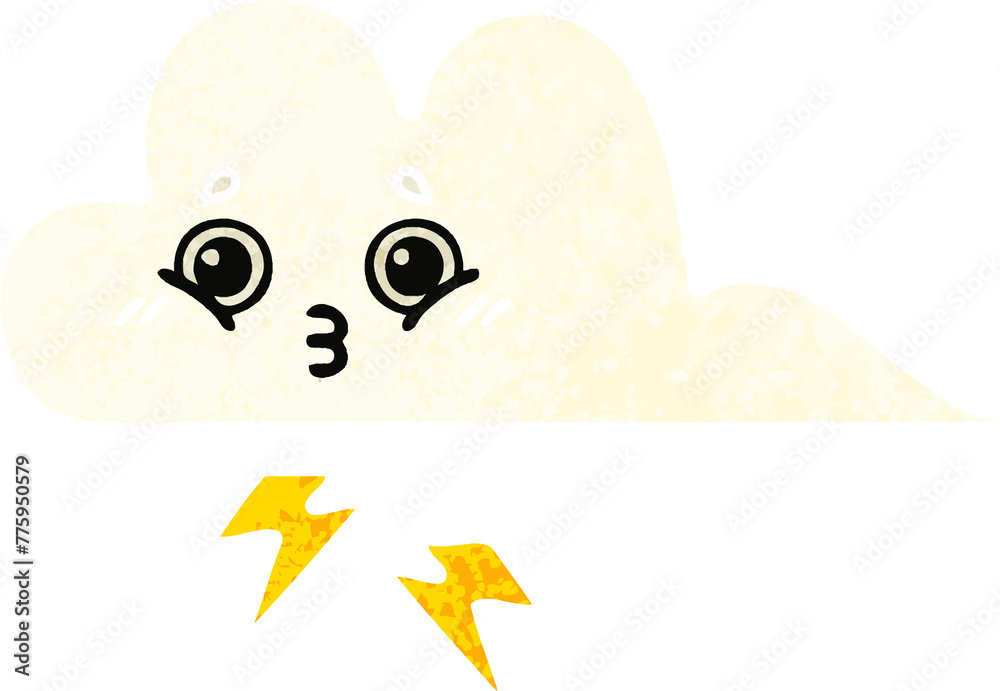 retro illustration style cartoon of a storm cloud