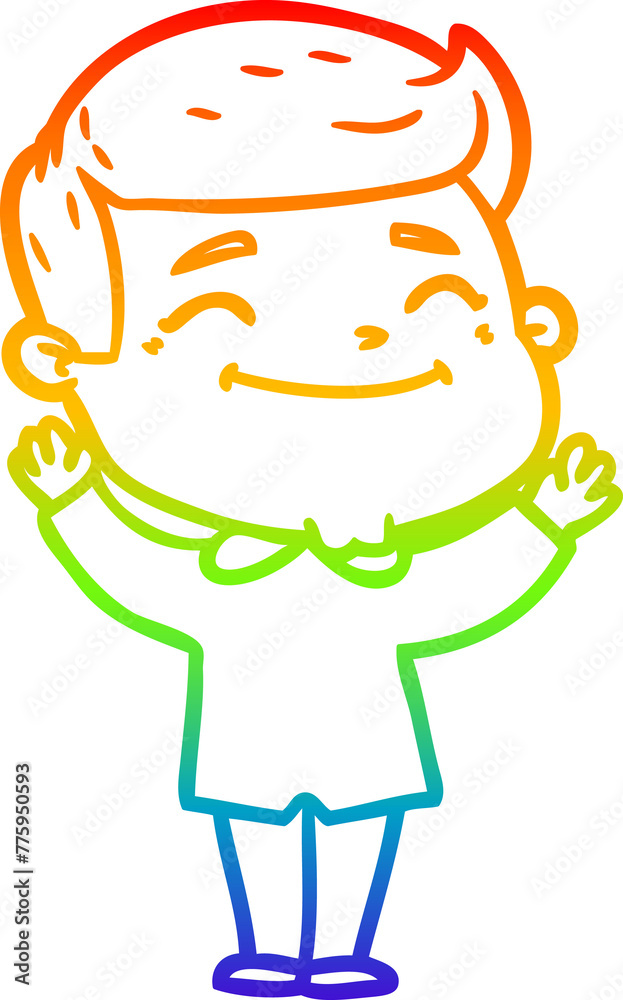 rainbow gradient line drawing of a happy cartoon man rainbow gradient line drawing of a happy cartoon man