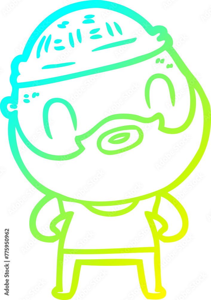 cold gradient line drawing of a cartoon bearded man cold gradient line drawing of a cartoon bearded man