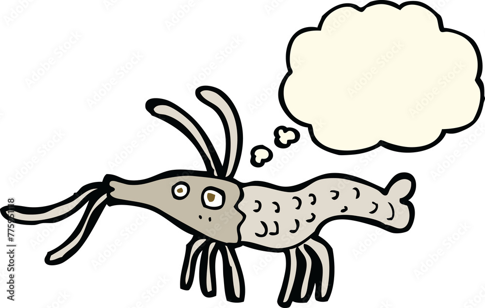 cartoon shrimp with thought bubble cartoon shrimp with thought bubble