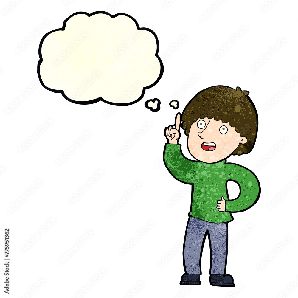 cartoon man with idea with thought bubble cartoon man with idea with thought bubble