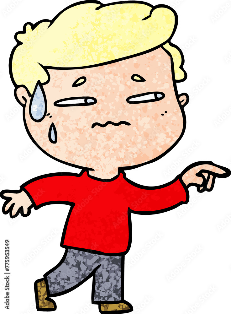 cartoon anxious man pointing cartoon anxious man pointing
