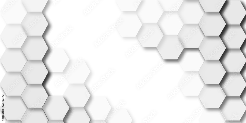 Abstract white background with hexagons . white Hexagonal Background Luxury White Pattern  seamless bright white abstract honeycomb background 3D Futuristic abstract geometric  mesh cell texture.