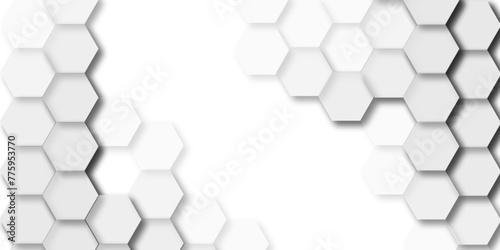 Abstract white background with hexagons . white Hexagonal Background Luxury White Pattern  seamless bright white abstract honeycomb background 3D Futuristic abstract geometric  mesh cell texture. photo