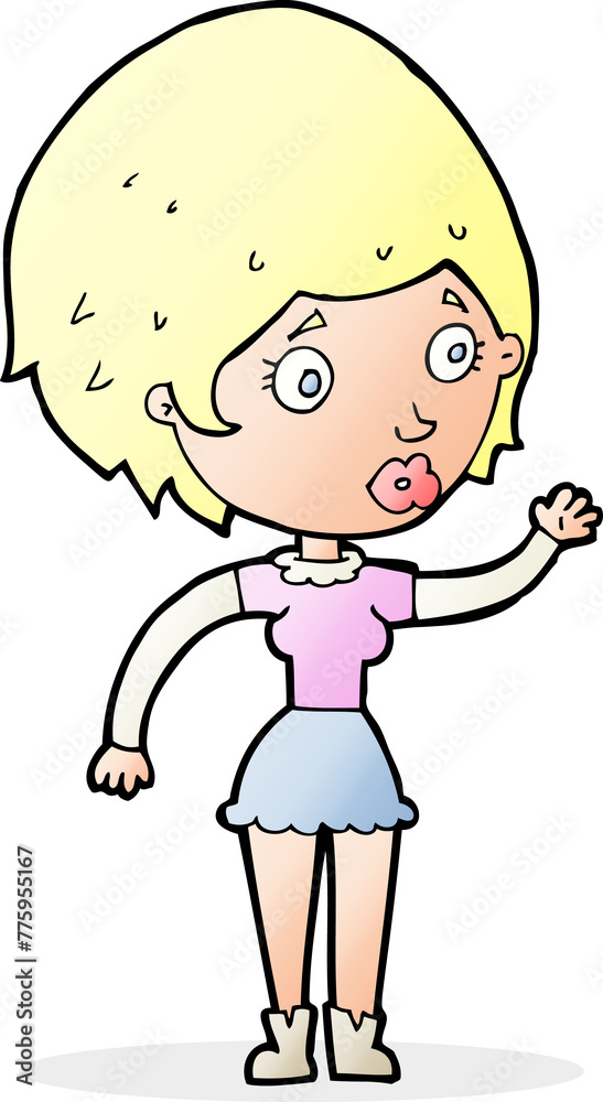 cartoon woman waving cartoon woman waving