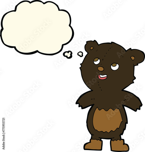 cartoon black bear with thought bubble