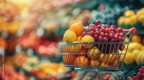 Abundance of Fruits in a Shopping Cart