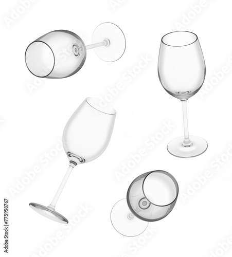 Set of wine glasses presented in different positions