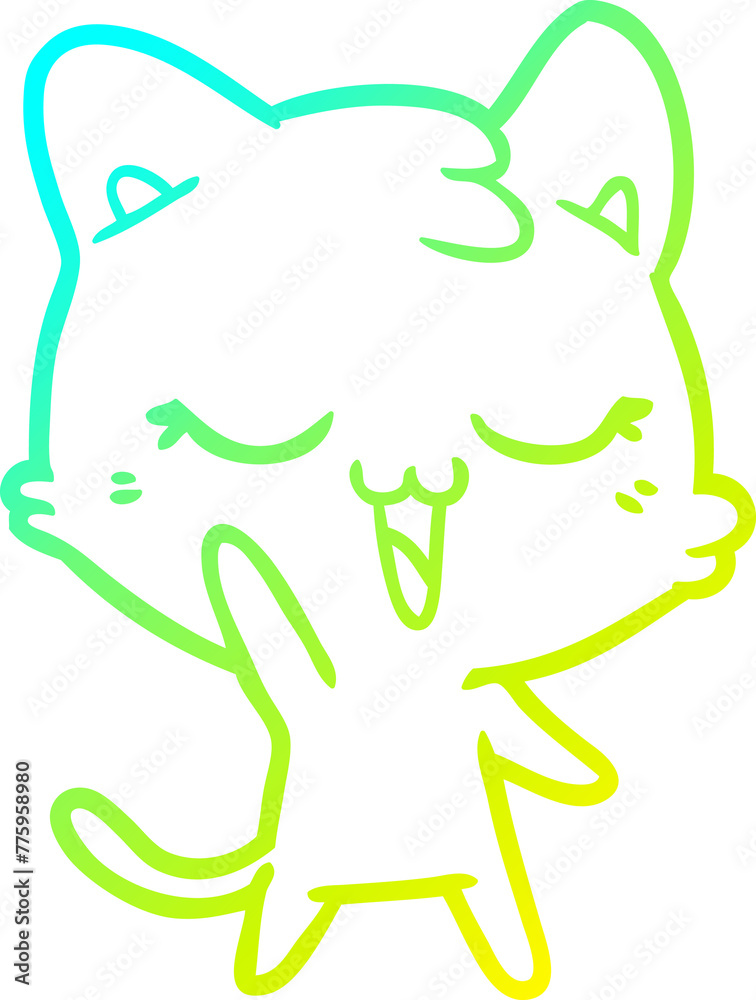 cold gradient line drawing of a happy cartoon cat cold gradient line drawing of a happy cartoon cat