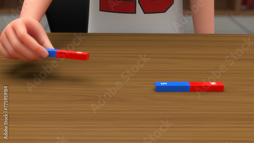 North pole magnet will attract a south pole magnet 3d illustration