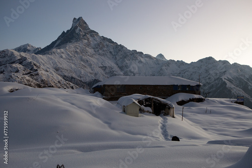 the dawn of Machapuchare peak