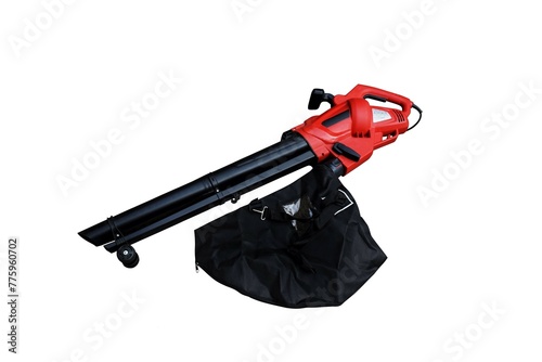 Red leaf blower on white background