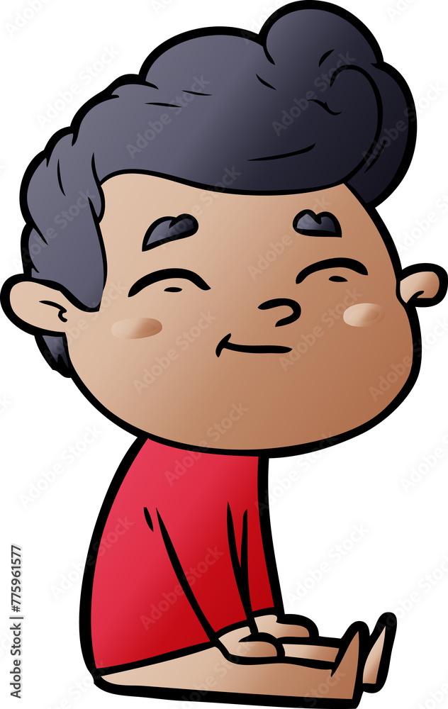 Fototapeta premium happy cartoon man sitting