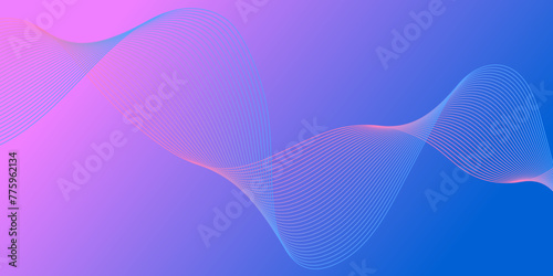 Purple and blue blend waves and flow of lines gradient background vector