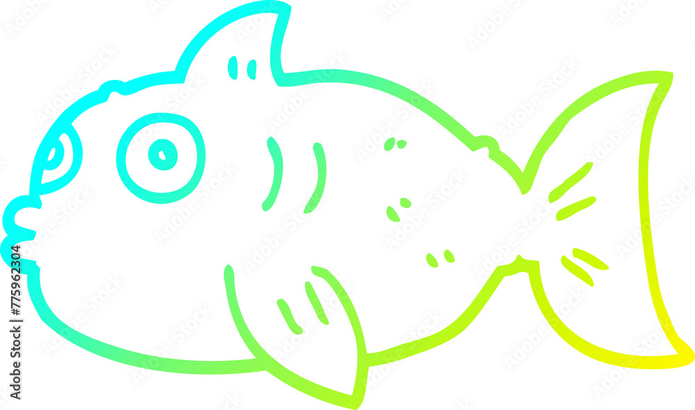 cold gradient line drawing of a cartoon surprised fish cold gradient line drawing of a cartoon surprised fish