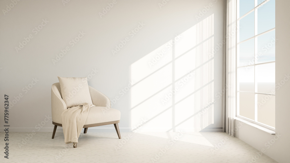 Fototapeta premium a chair in a room with a window