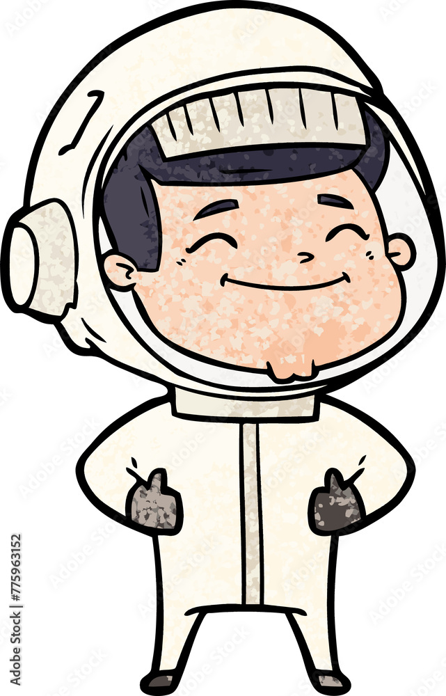 happy cartoon astronaut