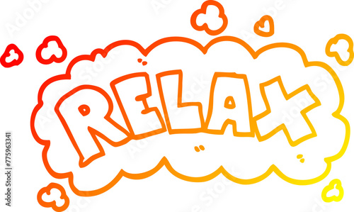 warm gradient line drawing of a cartoon relax symbol