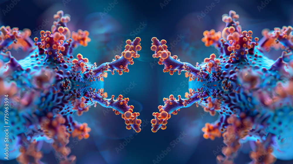 Detailed Illustration of a Virus with Radiant Surface Proteins