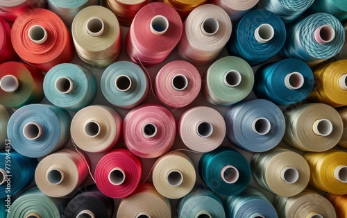 An extensive collection of colorful threads tailored for textile work  a resourceful image for fashion and crafts.