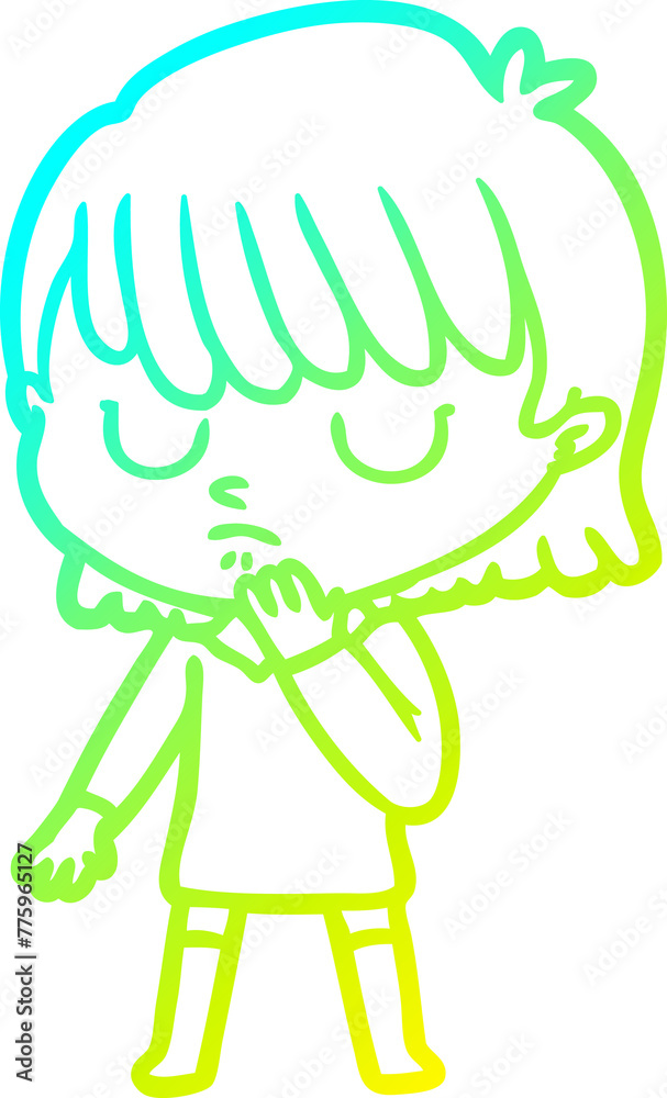 cold gradient line drawing of a cartoon woman cold gradient line drawing of a cartoon woman