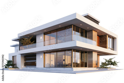 Modern 3d country house png, isolated on transparent background, clipart, cutout. © dinastya