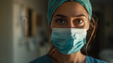 A close-up image capturing the essence of healthcare workers, focusing on the attire and equipment without revealing the identity