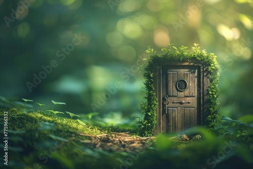 An old mystical door surrou...