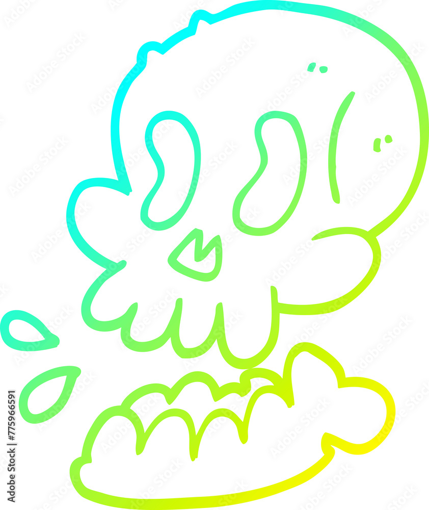 cold gradient line drawing of a funny cartoon skull cold gradient line drawing of a funny cartoon skull