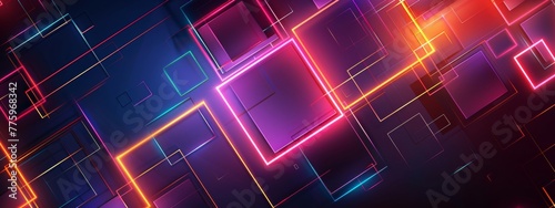 neon geometric one frames , bright studio background 