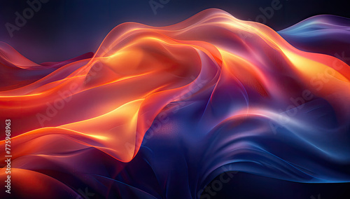 Abstract background with orange and blue waves of energy flowing, on a dark colored background. Created with Ai