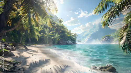 Tranquil beach chair ocean Refreshing drink Beach umbrella Stars blanket sky - Ai Generated © mady