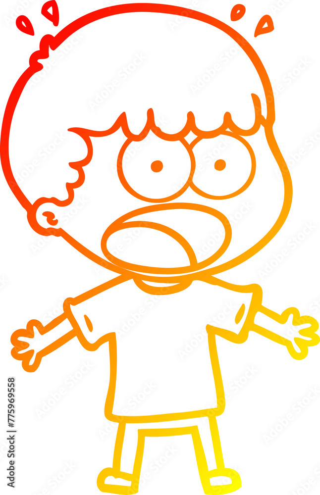 warm gradient line drawing of a cartoon shocked man warm gradient line drawing of a cartoon shocked man