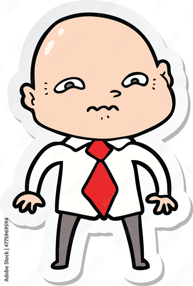 sticker of a cartoon nervous man sticker of a cartoon nervous man
