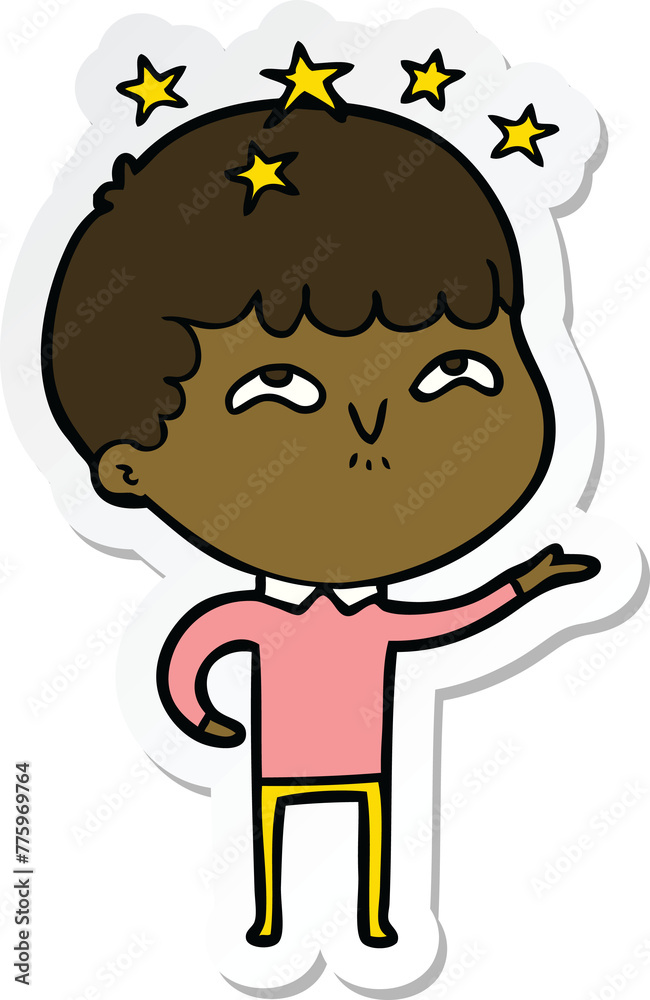 sticker of a cartoon amazed boy sticker of a cartoon amazed boy