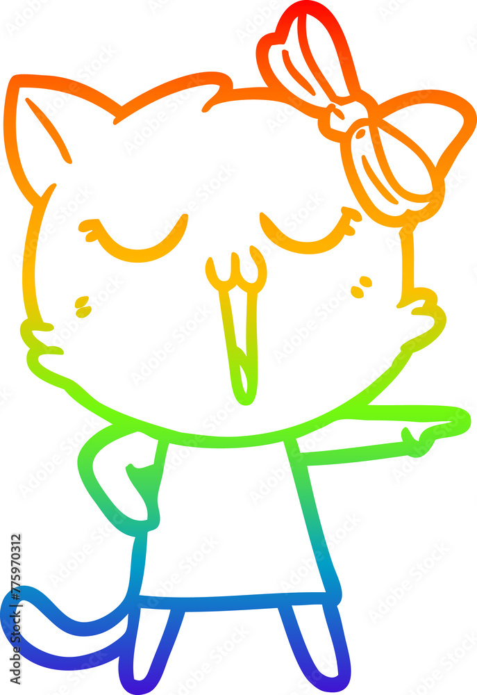 rainbow gradient line drawing of a cartoon cat rainbow gradient line drawing of a cartoon cat