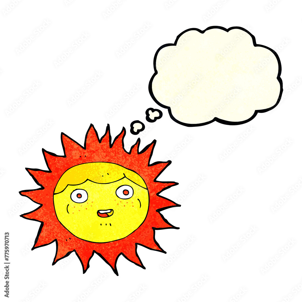 sun cartoon character with thought bubble